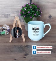 Diyaliz Teknikeri Kupa Bardak Beyaz ve Fotoğraflı Ahşap Anahtarlık Hediye (Model 5)