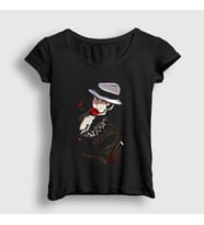 Presmono Kadın Beyaz Muzan Kibutsuji Anime Demon Slayer Kimetsu No Yaiba T-Shirt 308731tt (Siyah)