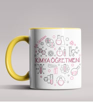 Kişiye Özel Kimya Öğretmeni Tasarımlı Siyah Renk Kupa Bardak 5 (Sarı)