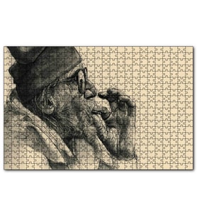 Cakapuzzle Sigara İçen Gözlüklü İhtiyar  Puzzle Yapboz MDF (Ahşap) (500 Parça)
