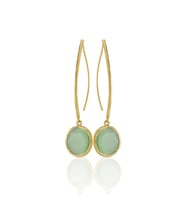 Kadir Jewellery 22 Ayar Altın Kaplama Vintage Küpe -El İşçiliği Ve Hipoalerjenik Küpe (Açık Yeşil)