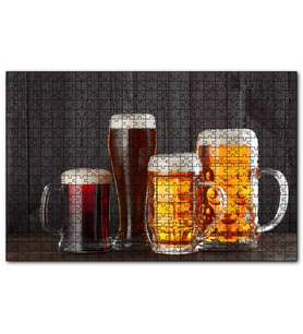 Cakapuzzle Büyük Bardaklarda Köpüklü Biralar  Puzzle Yapboz MDF (Ahşap) (255 Parça)
