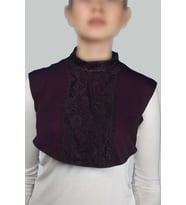 Kadın Penye Tesettür Daire Yakalı Dantelli Boyunluk (Mürdüm)