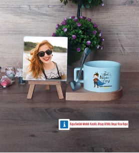 Kadın Öğretmene Hediye Fotoğraflı Dekoratif Taş, Kupa Bardak Beyaz Hediye (Model 8)