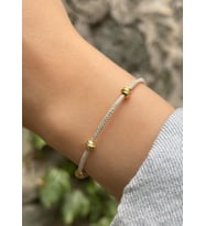 Gümüş Kazaziye Rose Boncuklu Bileklik : Gümüş - 19 cm : Siyah-Altın - 17 cm : Rose - Gold - 19 cm (Gümüş - Altın)