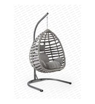 Capri Swing Gümbet Tekli Rattan Bahçe Salıncağı   Balkon Salıncağı  (Gri)
