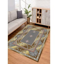 Dijital Kaymaz Taban Yıkanabilir Renkli Salon Halısı Mutfak Halısı Yolluk ND-SD-609 (Gold)