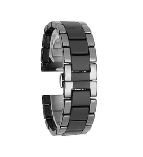 Samsung Galaxy Watch 42mm Active 2 40mm 44mm Kordon Mat Seramik Metal Kordon (Parlak Siyah)