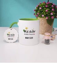Resim Öğretmeni Kupa Bardak ve Anahtarlık (Yeşil)