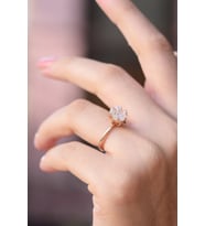 925 Ayar Rose Kaplama Zirkon Taşlı Gümüş Lotus Çiçeği Kadın Yüzük (Beyaz)