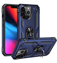 Uyumlu Model Apple iPhone 13 Pro Kılıf Yüzüklü Zırh Tank Vega (Mavi)
