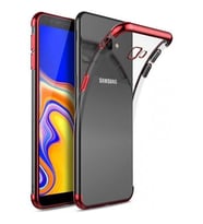 Samsung Galaxy J4 Plus İnce Köşeleri Renkli Şeffaf Kaliteli Kılıf (Kırmızı)