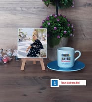 Din Kültürü Öğretmeni Fotoğraflı Dekoratif Taş, Ahşap Altlıklı Türk Kahvesi Fincanı Hediye Öğretmenler Günü Hediyesi (Model 5)