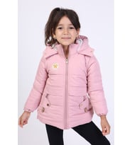 Toontoy Kız Çocuk Kapüşonlu İçi Kürklü Mont (Pudra)