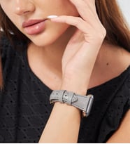 vagave Apple Watch 42 mm 44 mm 45mm 49mm 3 4 5 6 7 se 8 9 ve Ultra Ultra 2 Uyumlu Kadın Deri Kordon Saat Kayışı (Gri)