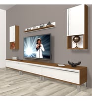 Decoraktiv Eko 270TA Mdf Krom Ayaklı Tv Ünitesi Tv Sehpası (Beyaz - Kahverengi)