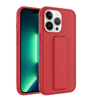 Apple iPhone 13 Pro Max Kılıf Qstand Katlanabilir Standlı Kılıf (Kırmızı)