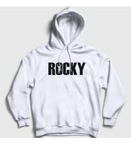 Presmono Unisex Gri Logo Film Rocky Kapüşonlu Sweatshirt 250089tt (Beyaz)