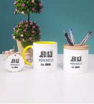 Jeoloji Mühendisi Kupa Bardak Kırmızı Kalemlik ve Anahtarlık (Model 5)