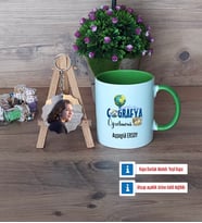 Coğrafya Öğretmeni Kupa Bardak Beyaz ve Fotoğraflı Ahşap Anahtarlık Hediye Öğretmenler Günü Hediyesi (Model 14)