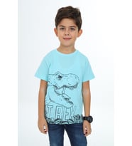 Toontoy Erkek Çocuk Trex Baskılı Tişört (Su Yeşili)