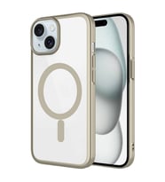 iPhone 15 Kılıf Wireless Şarj Özellikli Sert PC Mat Riksos Magsafe Kılıf (Sarı)