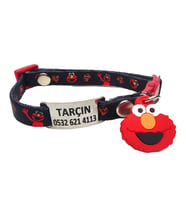 Güvenlik kilitli ( safety click ) Kedi tasması, kedi künyesi, kedi isimlik, sallanmayan kedi künyesi, isimli kedi tasması (Siyah-Kırmızı)