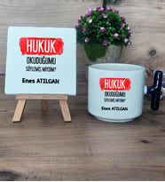  Hukuk Okuduğumu Söylemiş Miydim  Hediye Seti Kupa Bardak T Kulplu ve Dekoratif Taş Hukuk Öğrencisine Hediye (Model 2)