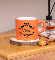 Kişiye Özel Tasarımlı Renkli Nescafe Fincanları 220 ML (Turuncu)