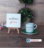 Psikiyatrist Dekoratif Taş, Türk Kahvesi Fincanı Kırmızı İsme Özel Hediye (Model 7)