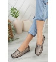 Khayt Flora Casual Günlük Kadın Babet Ayakkabı (Platin)