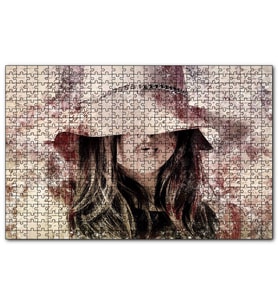 Cakapuzzle Mektup Zeminde Gizemli Şapkalı Genç Kız  Puzzle Yapboz MDF (Ahşap) (1000 Parça)