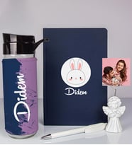 Kişiye Özel Defter Kalem Matara Ve Fotoğraflı Notluk Seti 93570 (Lacivert)