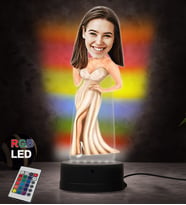 Doğum Günü Hediyesi,Sevgiliye Hediye, Kişiye Özel Fotoğraflı Kadın Karikatür 3D Led Lamba (RGB)