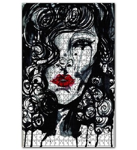Cakapuzzle Kırmızı Dudaklı Ağlayan Kadın Puzzle Yapboz MDF (Ahşap) (1000 Parça)