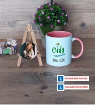 Gıda Mühendisi Kupa Bardak Beyaz ve Fotoğraflı Ahşap Anahtarlık Hediye (Model 6)