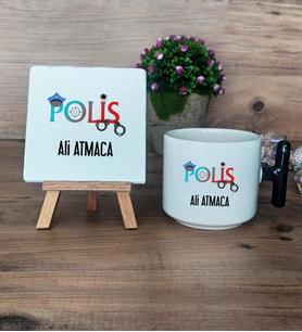 Polis Hediye Seti Kupa Bardak T Kulplu ve Dekoratif Taş 10 Nisan Polisler Günü Hediyesi (Model 6)