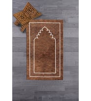 EVDEYA Dijital Baskılı Yıkanabilir Sade Desen Namazlık Seccade 70x130 cm, SECCADE-11-GRİ, (Kahverengi)