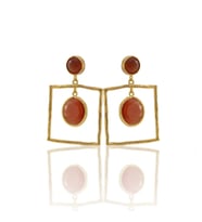 Kadir Jewellery 22 Ayar Altın Kaplama Kadın Sallantılı Küpe -El İşçiliği Ve Hipoalerjenik Küpe-E85 (Kırmızı)