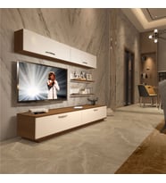 Decoraktiv Eko 5B Slm Std Tv Ünitesi Tv Sehpası - Parlak Beyaz (Beyaz - Kahverengi)