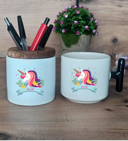 Kişiye Özel Unicorn Hediye Sepeti Kupa Bardak T Kulplu, Kalemlik Hediyeleri Arkadaşa Sevgiliye Hediye  (Model 6)