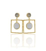 Kadir Jewellery 22 Ayar Altın Kaplama Kadın Sallantılı Küpe -El İşçiliği Ve Hipoalerjenik Küpe-E85 (Gri)