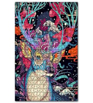 Cakapuzzle Ren Geyiği ve Soyut Desenler İllüstrasyon Puzzle Yapboz MDF (Ahşap) (1000 Parça)