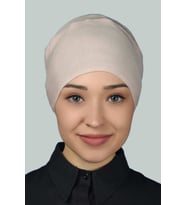 Kadın Pratik Dikişsiz Bağcıklı Kaymayan Tesettür Penye Bone (Bej)