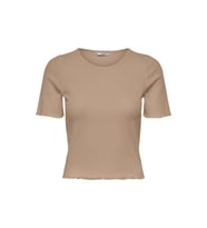 Only Kadın Kısa Kollu Fırfırlı Crop T-Shirt - 15201206 ONLEMMA (Krem)