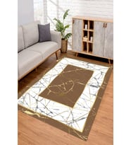 Dijital Kaymaz Taban Yıkanabilir Renkli Salon Halısı Mutfak Halısı Yolluk ND-SD-559 (Kahverengi)