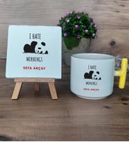 Sevimli Panda Hediye Seti Kupa Bardak T Kulplu ve Dekoratif Taş Arkadaşa Hediye (Model 5)