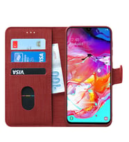 Microsonic Samsung Galaxy A70 Kılıf Fabric Book Wallet (Kırmızı)