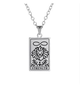 Kişiye Özel 925 Ayar Gümüş Strength Tarot Kolye (Gümüş)