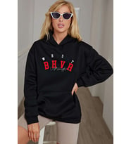 Unisex Bhvr Baskılı Sweatshirt (Siyah)